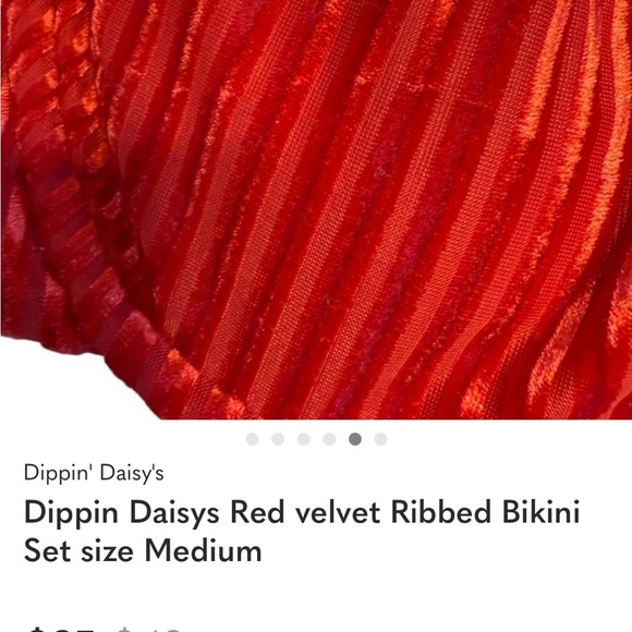 Dippin Daisys Red velvet Ribbed Bikini Set size Medium - Picture 6 of 6